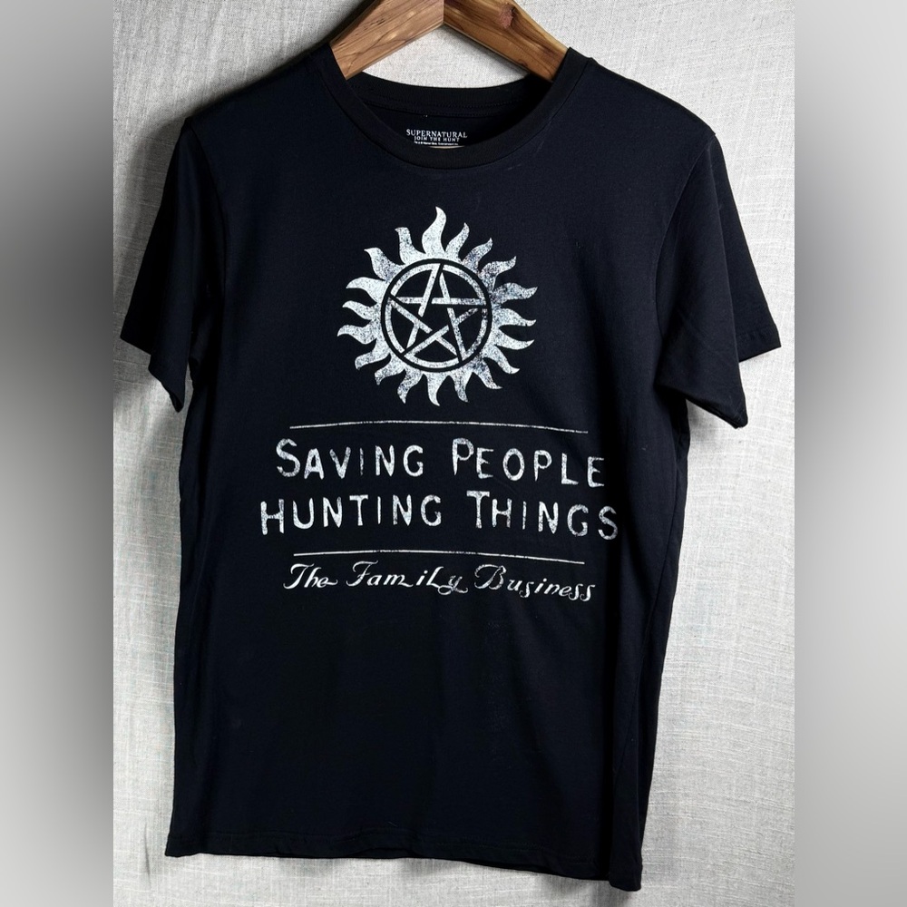 Black Graphic Tee - "Saving People Hunting Things"